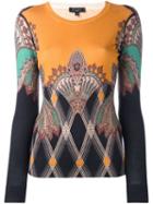 Etro Gothic Print Fine Knit Jumper, Women's, Size: 42, Orange, Silk/cashmere