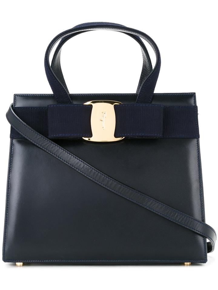 Salvatore Ferragamo Vintage Vara Bow 2-way Hand Bag - Blue