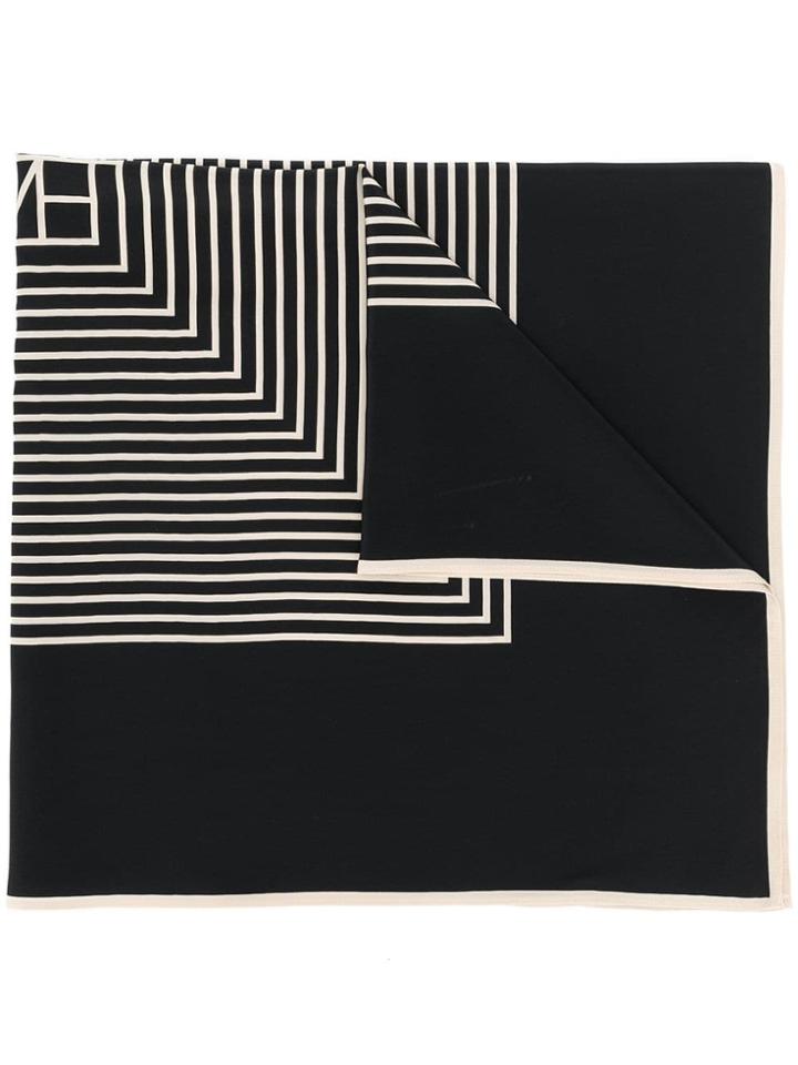 Toteme Square Stripes Silk Scarf - Black