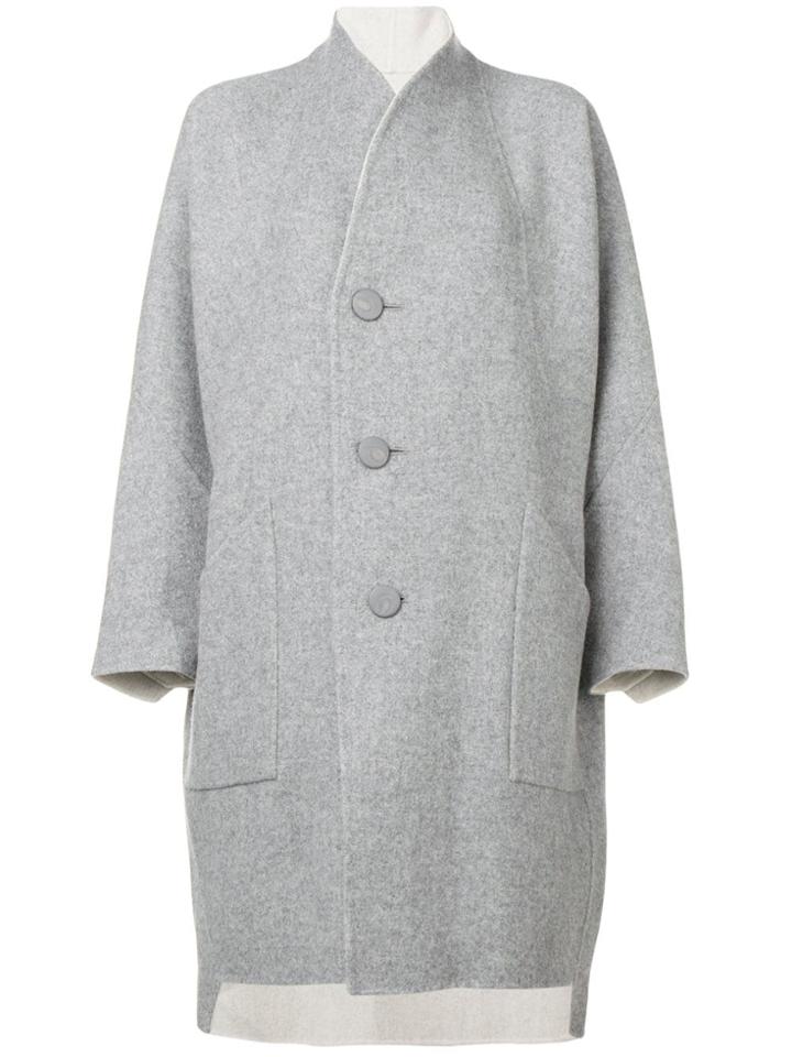 Issey Miyake Collarless Cocoon Coat - Grey