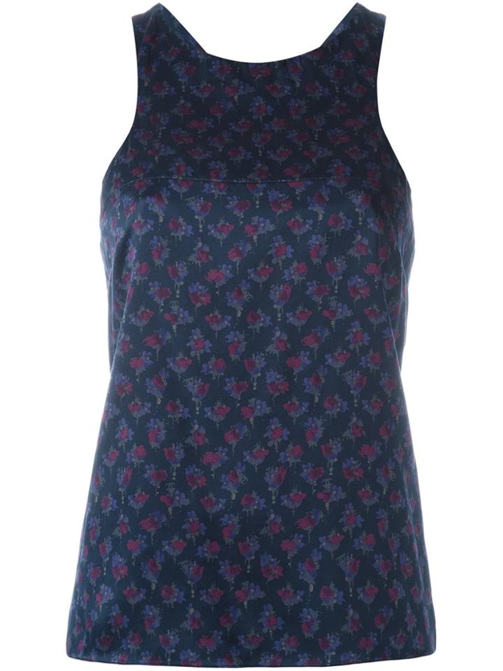 Chanel Vintage Floral Print Tank Top - Blue