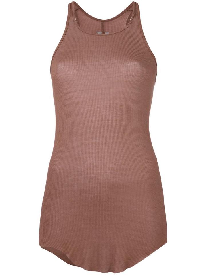 Rick Owens Basic Rib Tank Top, Women's, Size: 38, Brown, Silk/viscose