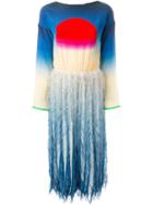 Marco De Vincenzo Fringed Midi Dress, Women's, Size: 38, Blue, Silk/polyester