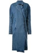 Pony Stone Oversized Denim Coat - Blue