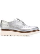 Grenson Emily Flatform Brogues, Women's, Size: 6, Grey, Leather/rubber