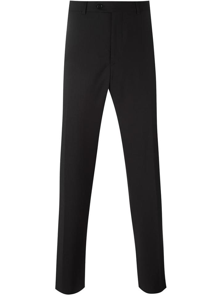 Armani Collezioni Straight Trousers, Men's, Size: 50, Black, Virgin Wool