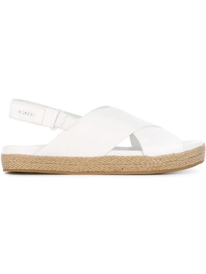 Dkny Bethune Sandals, Women's, Size: 8.5, White, Rubber/raffia/leather