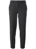 Alberto Biani Tonal Stripes Cropped Trousers, Women's, Size: 46, Grey, Virgin Wool/spandex/elastane