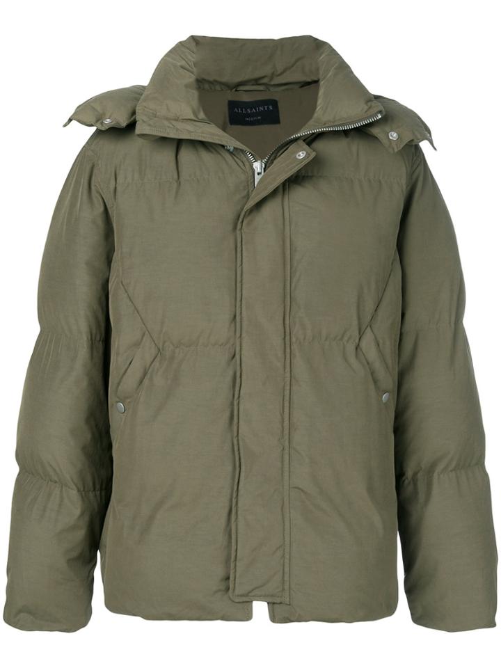 All Saints Padded Hooded Coat - Green