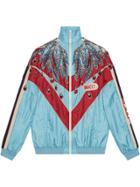Gucci Embroidered Nylon Jacket - Blue