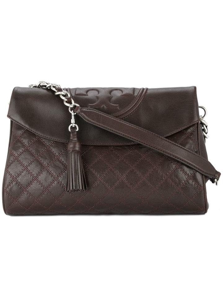 Tory Burch Fleming Distressed Foldover Hobo Bag - Brown