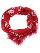 Alexander Mcqueen Skull Print Scarf, Women's, Red, Modal