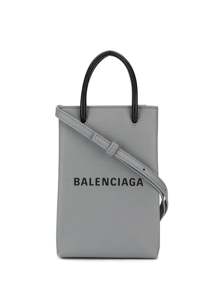 Balenciaga Shopping Phone Bag On Strap - Grey