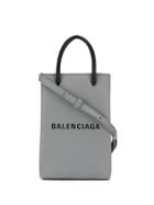 Balenciaga Shopping Phone Bag On Strap - Grey