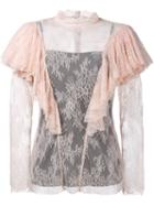 Philosophy Di Lorenzo Serafini Lace Ruffle Blouse, Women's, Size: 38, Nude/neutrals, Nylon/polyester