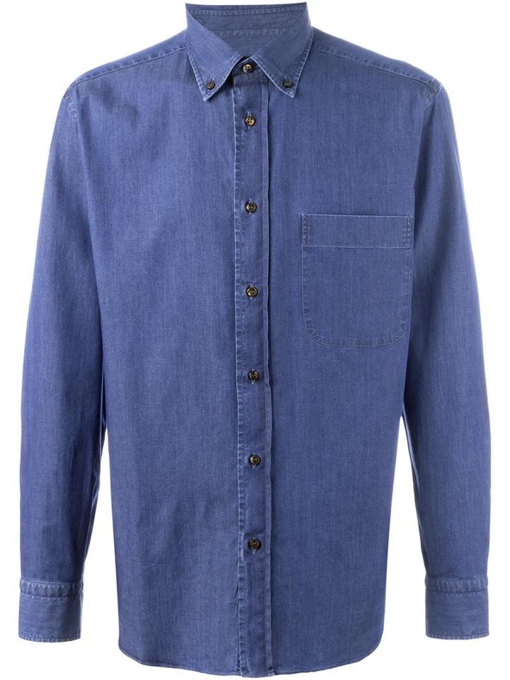 Brioni Button Down Collar Denim Shirt