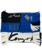 Kenzo Fringed Striped Scarf - Blue