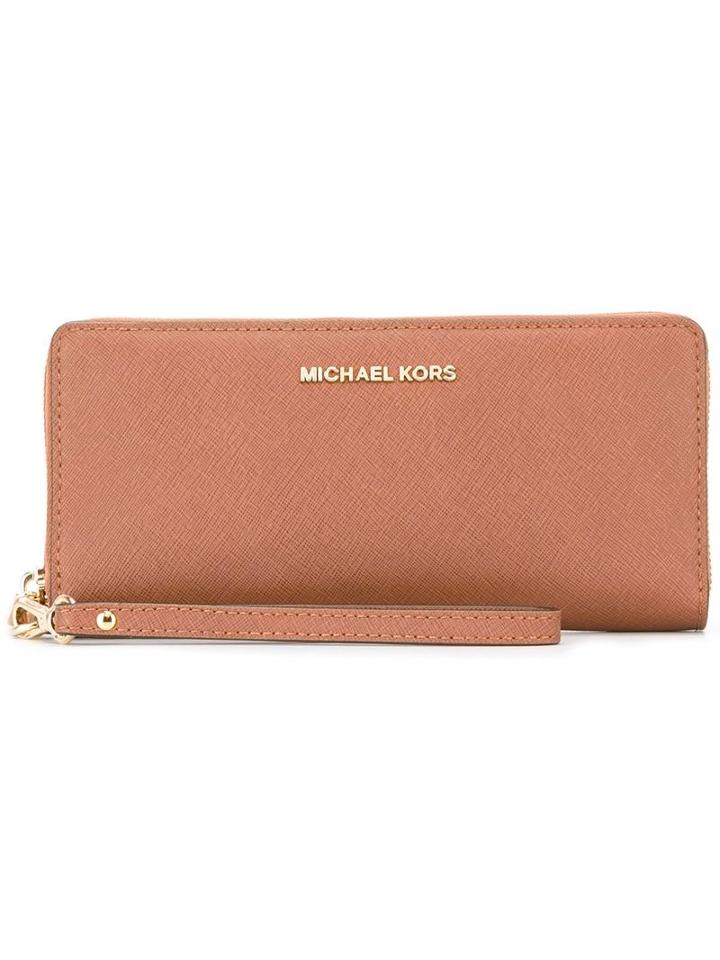 Michael Michael Kors - 'jet Set Travel' Wristlet - Women - Leather - One Size, Brown, Leather