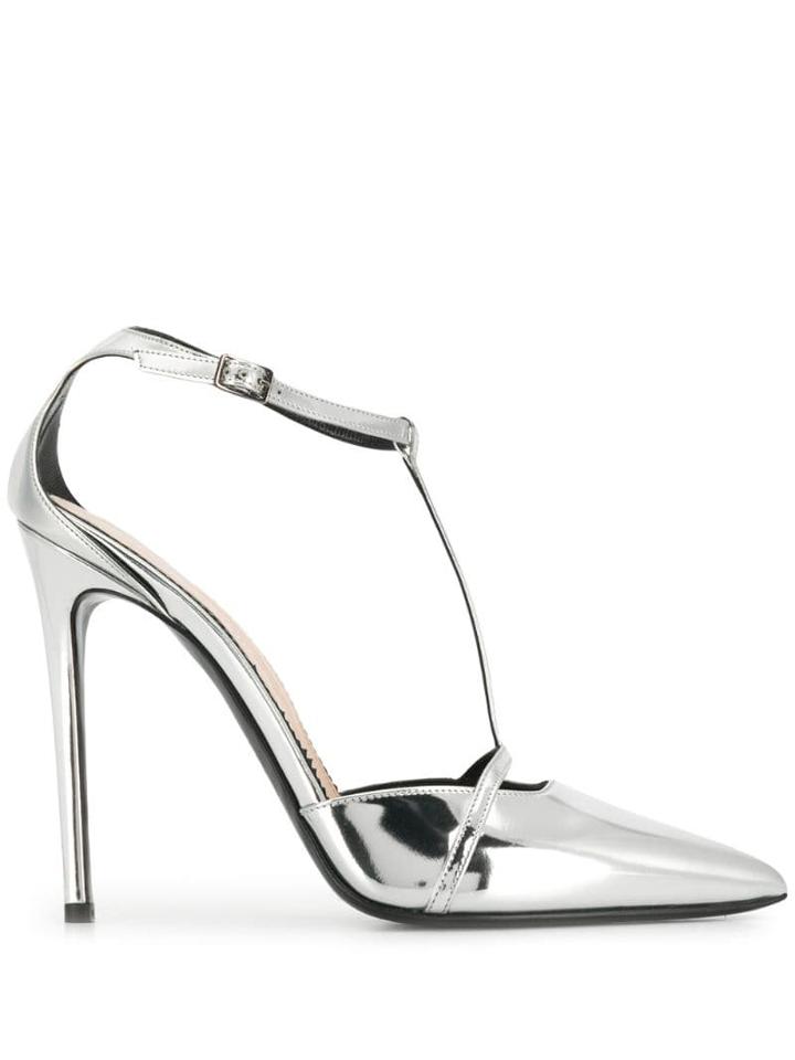 Ermanno Scervino Metallic T-bar Pumps - Silver