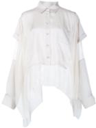 Maison Margiela Sheer Panel Layered Shirt, Women's, Size: 42, Nude/neutrals, Silk
