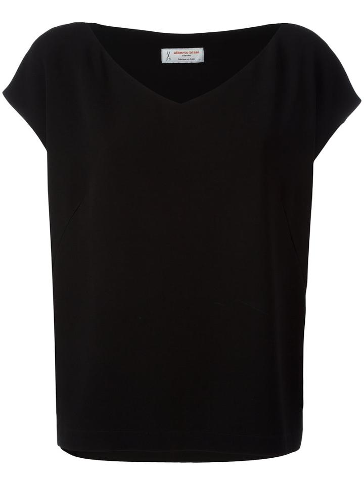 Alberto Biani V-neck Top, Women's, Size: 46, Black, Triacetate/polyester