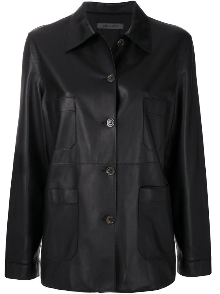 Simonetta Ravizza Straight Fit Button Jacket - Black