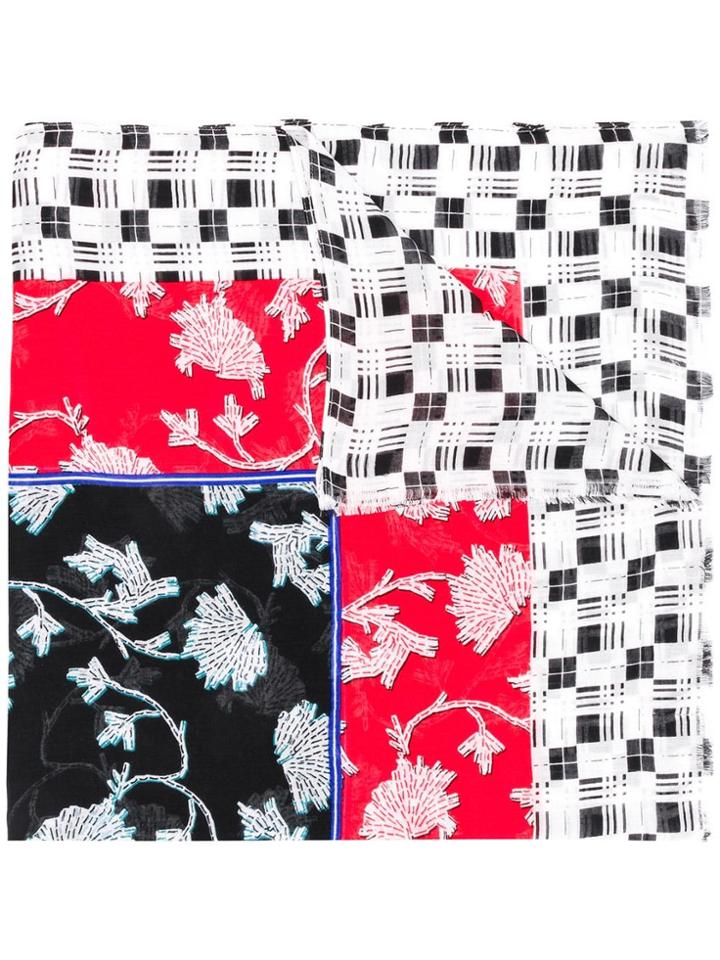 Dvf Diane Von Furstenberg Floral-print Scarf - Black