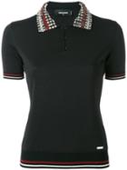 Dsquared2 - Crystal Collar Polo Shirt - Women - Silk/cotton/polyester/viscose - M, Black, Silk/cotton/polyester/viscose