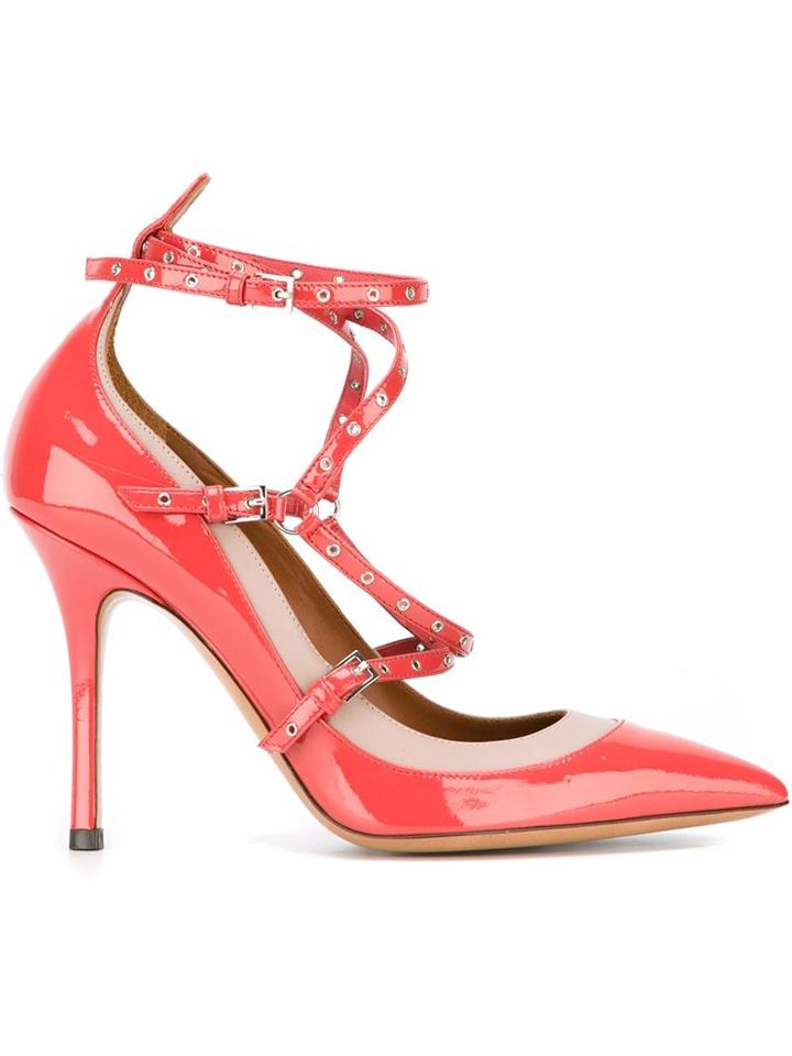 Valentino Garavani Love Latch Pumps, Women's, Size: 37.5, Yellow/orange, Calf Leather/patent Leather/leather
