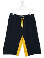 John Galliano Kids Teen Varsity Colour Block Shorts - Blue