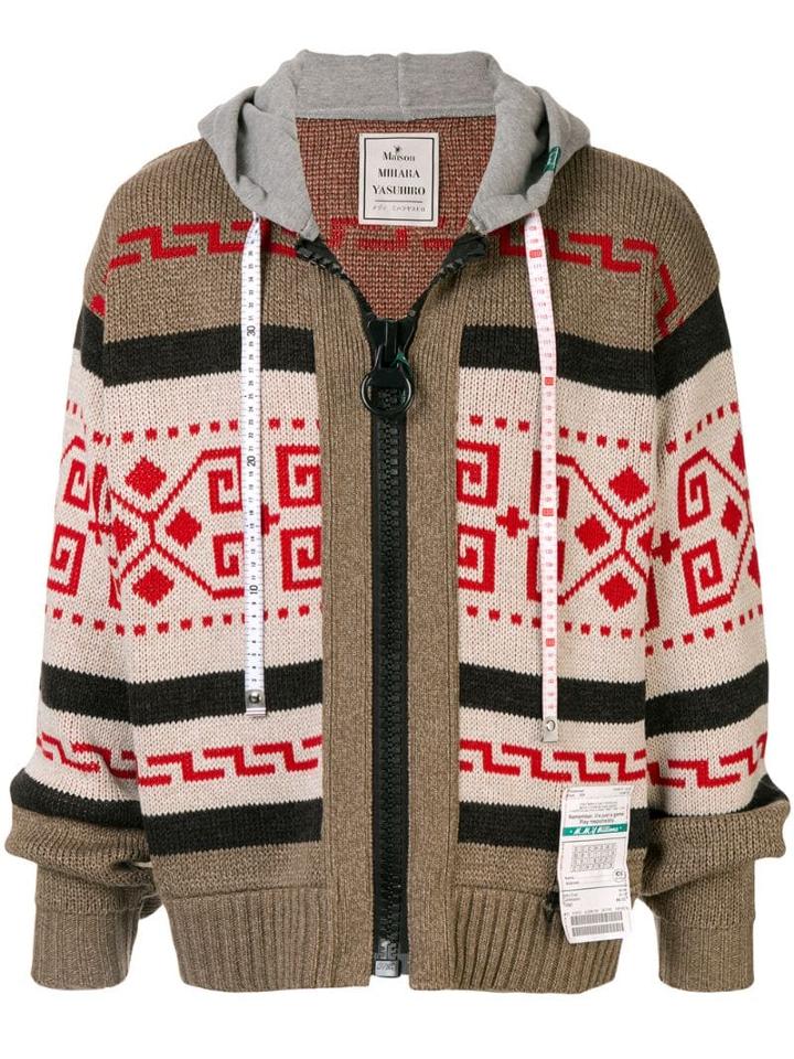 Maison Mihara Yasuhiro Knitted Zip Up Hoodie - Brown