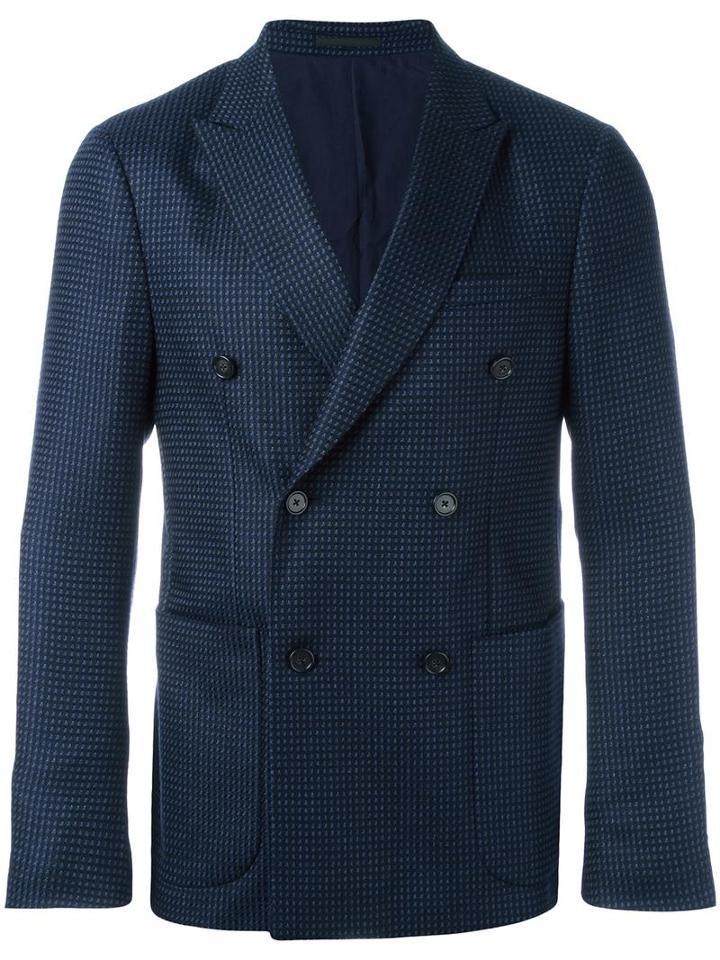 Ermenegildo Zegna Tweed Blazer, Men's, Size: 48, Blue, Wool/cupro/cotton