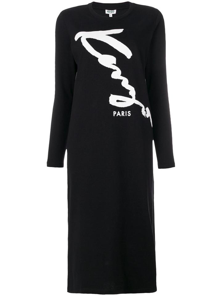 Kenzo Logo Print Jumper Dress - Black