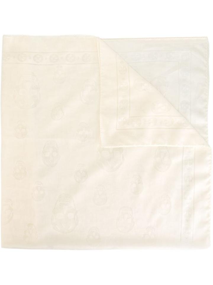 Alexander Mcqueen - 'skull' Scarf - Men - Cotton/polyamide/wool - One Size, White, Cotton/polyamide/wool