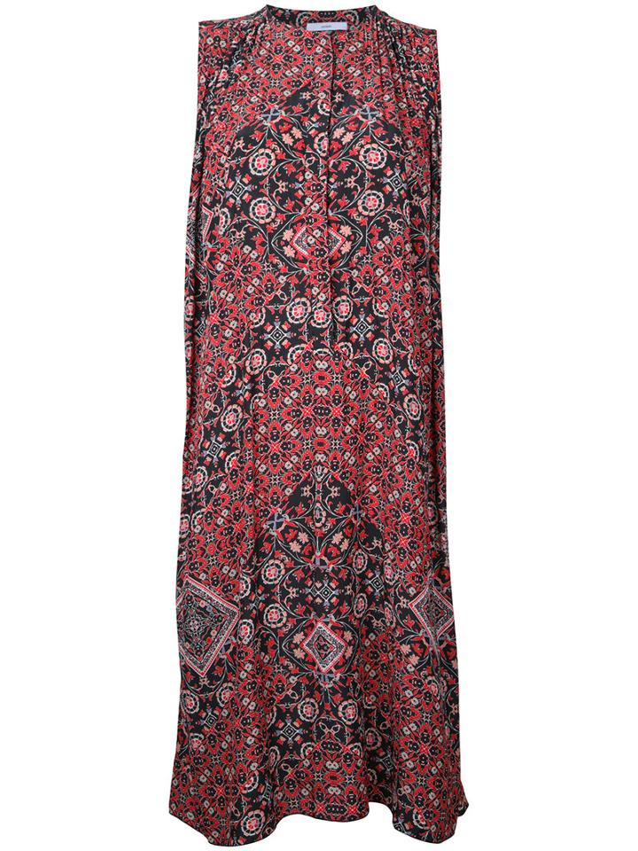 Astraet - Printed Sleeveless Shirt Dress - Women - Polyester - One Size, Red, Polyester
