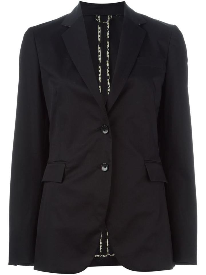 Etro Notched Lapel Blazer, Women's, Size: 46, Black, Cotton/spandex/elastane/silk/viscose