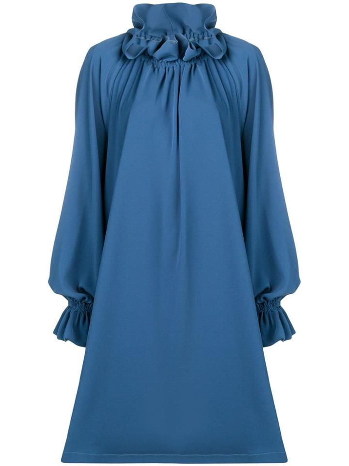 Mm6 Maison Margiela Pleated Off-the-shoulder Dress - Blue