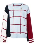 Mrz Colour-block Check Sweater - Blue