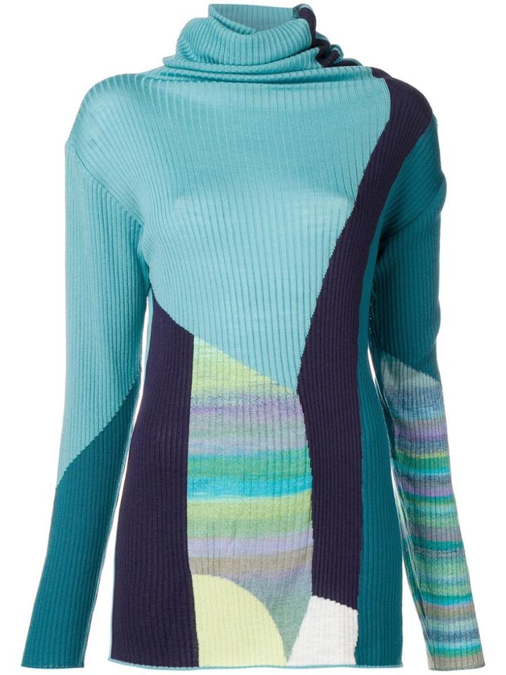 Tsumori Chisato Roll Neck Colour Block Sweater - Blue