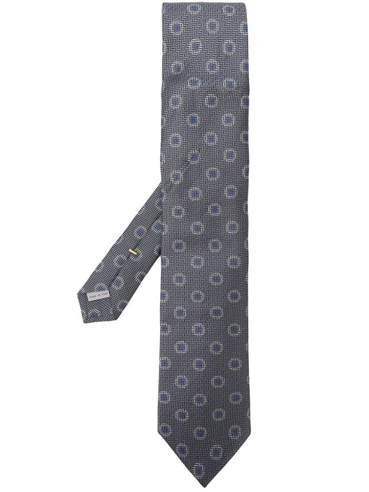 Canali Zig-zag Patterned Tie - Grey