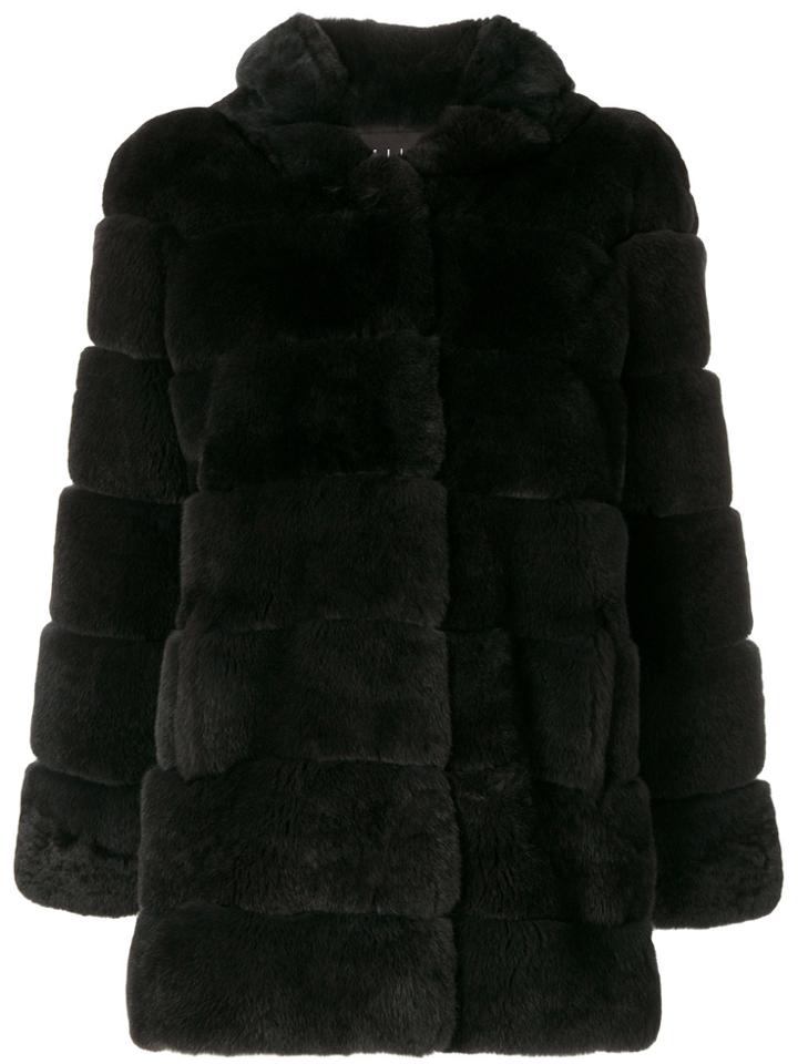 Cara Mila Marguerite Rex Rabbit Coat - Grey