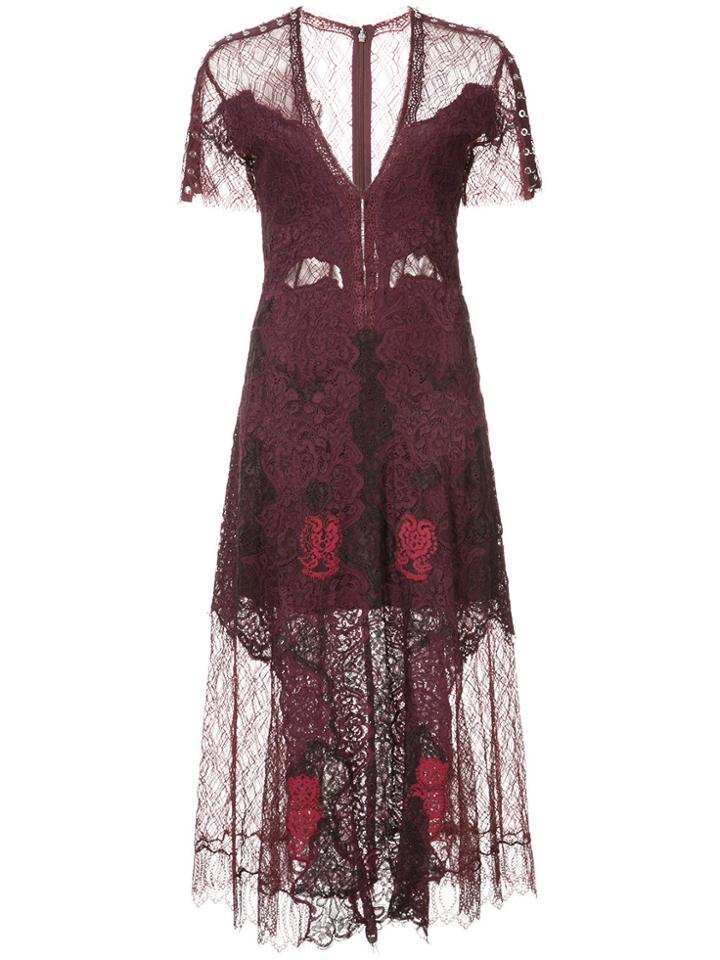 Jonathan Simkhai V-neck Lace Dress - Red
