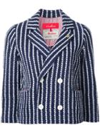 Coohem Striped Tweed Jacket, Women's, Size: 38, Blue, Cotton/linen/flax/nylon/cupro