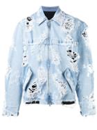 Unravel Project Destroyed Denim Jacket, Men's, Size: 46, Blue, Cotton