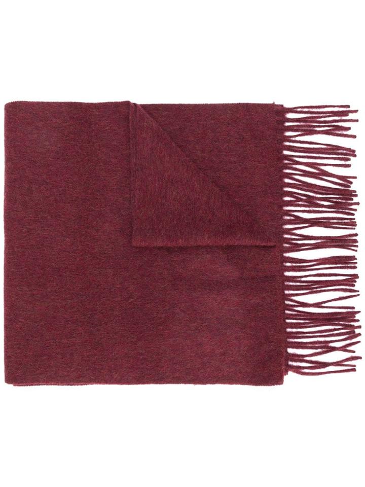 N.peal Fringed Scarf - Red