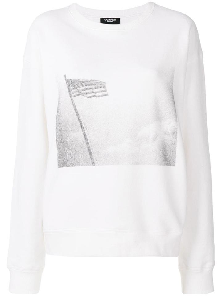 Calvin Klein 205w39nyc Flag Print Sweatshirt - White