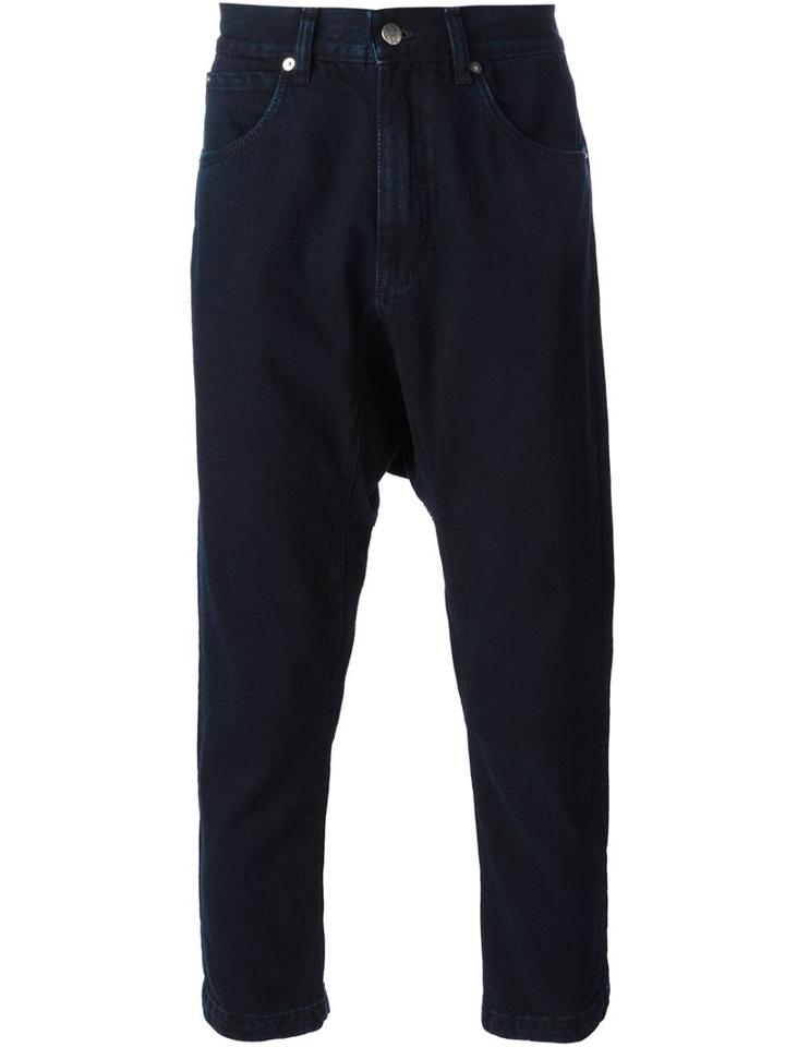 Société Anonyme Drop-crotch Cropped Jeans, Adult Unisex, Size: L, Blue, Cotton