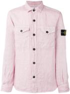 Stone Island Patch Pocket Shirt, Men's, Size: Medium, Pink/purple, Linen/flax