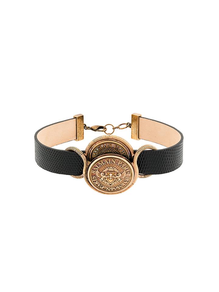 Balmain Embossed Coin Chocker - Black