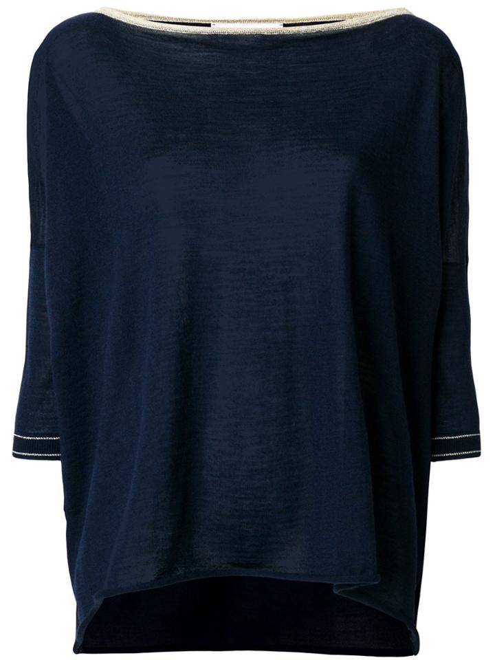 Giada Benincasa Slash Neck Sweater - Blue